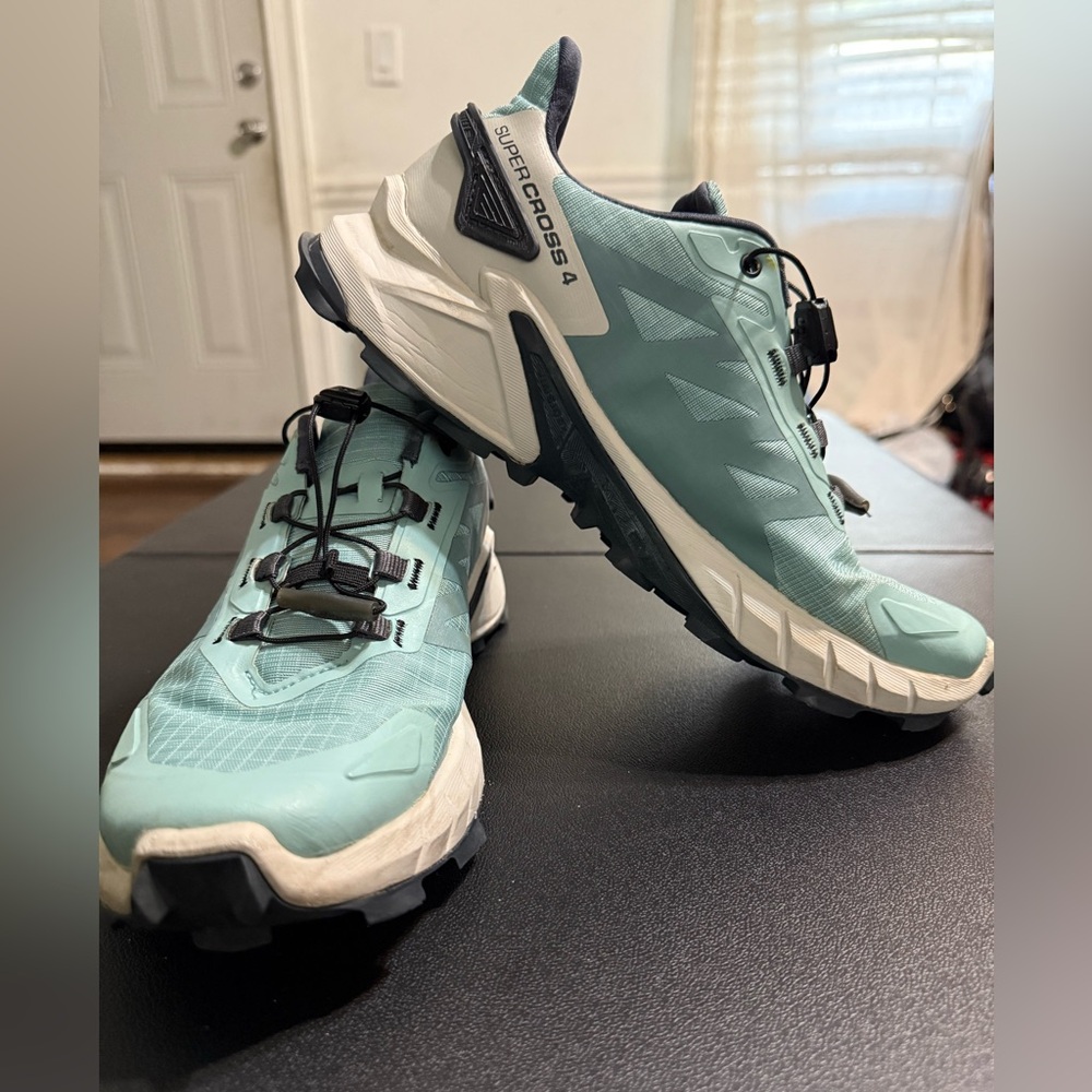 Salomon Women's Speedcross 4 Trail Shoes - Aqua and Black